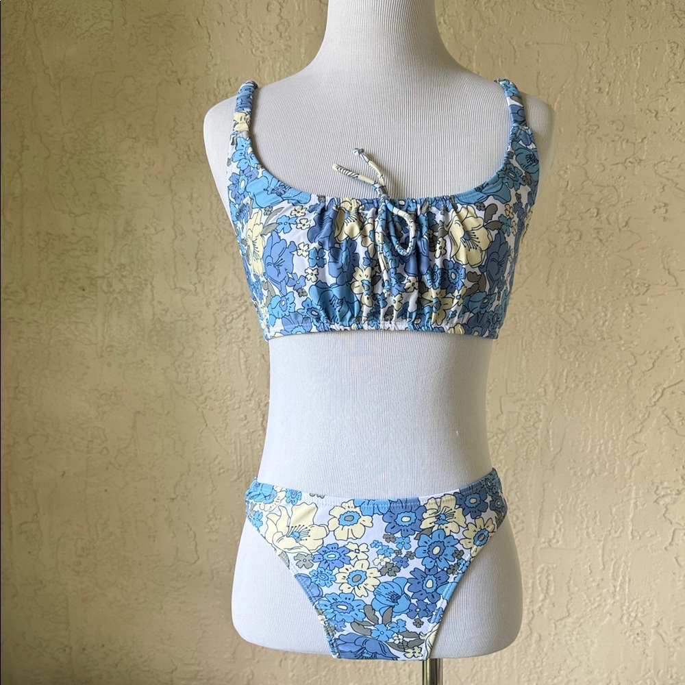 Blue Floral Two-Piece Bikini Set